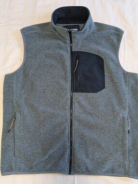 🧥 Lands' End Fleece Vest - Gray/Black - Size L - Like New - Zip Pockets